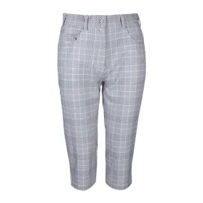 Glenmuir Women's Phoebe Lightweight Stretch Performance Golf Capri Pants - Light Grey/ White Check