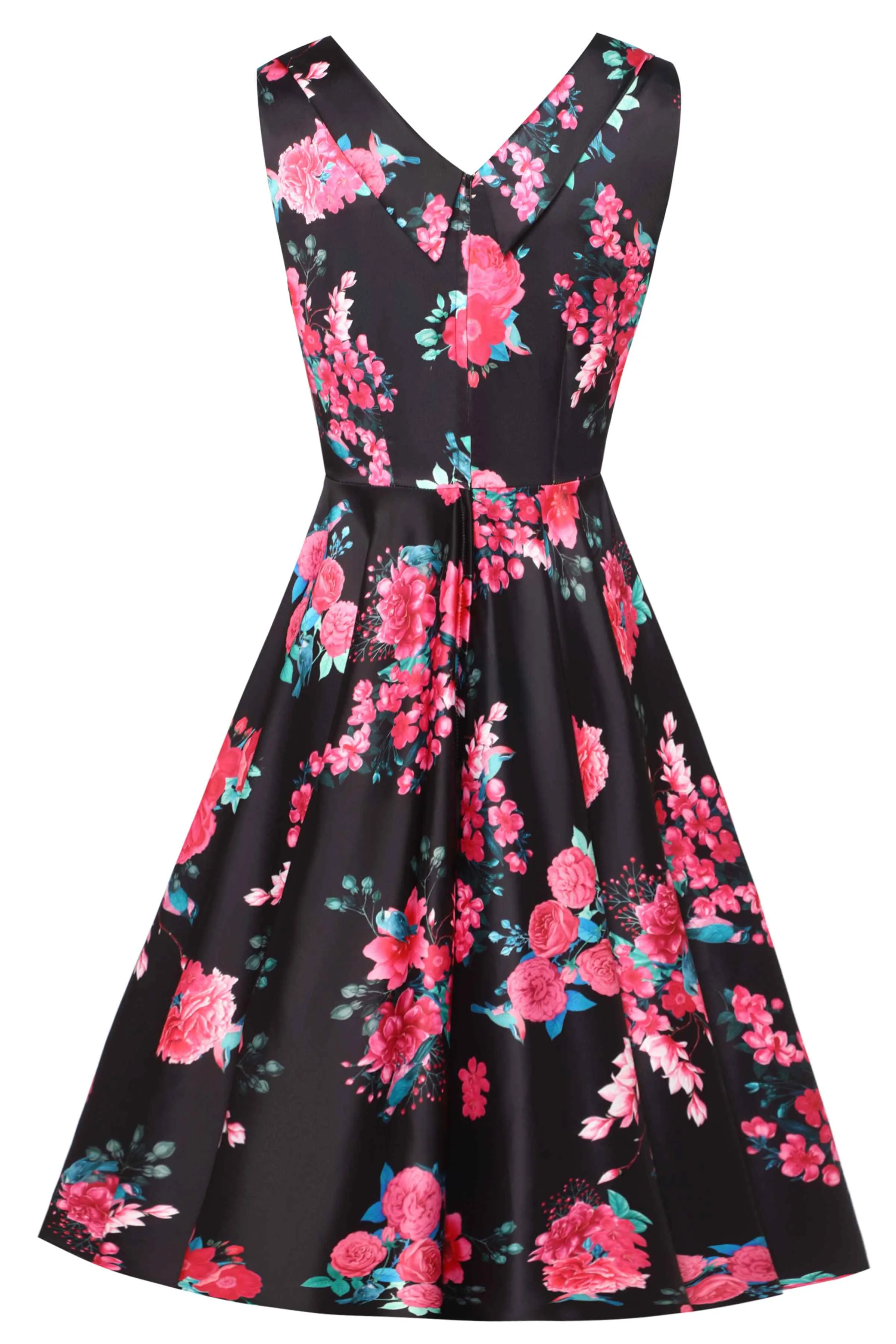 Grace Black Floral Pleated Bust Dress