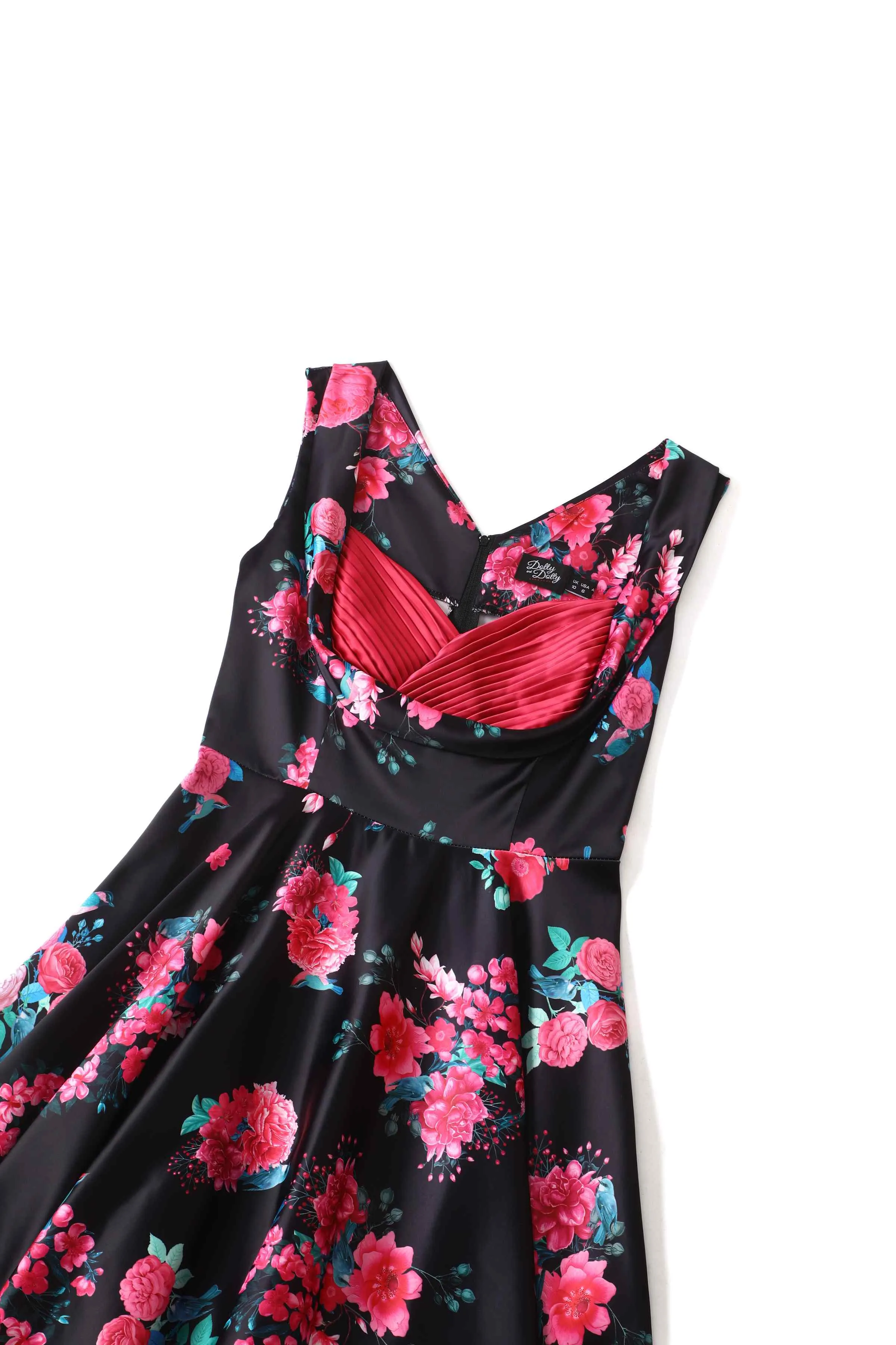 Grace Black Floral Pleated Bust Dress