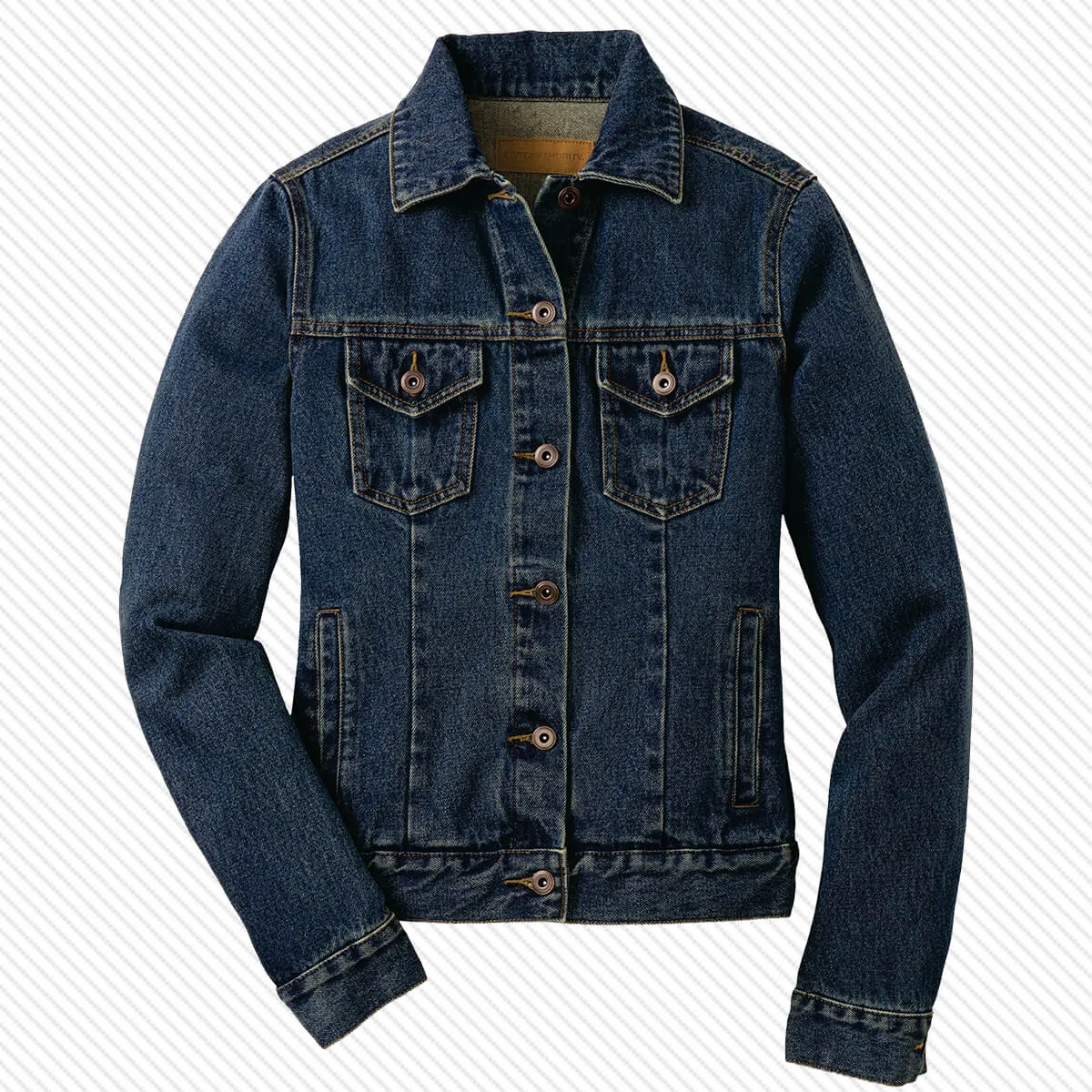 Greek Stonewashed Indigo Denim Jacket, Printed Sunset Palm Tree Design - Port Authority J7620 - DTG