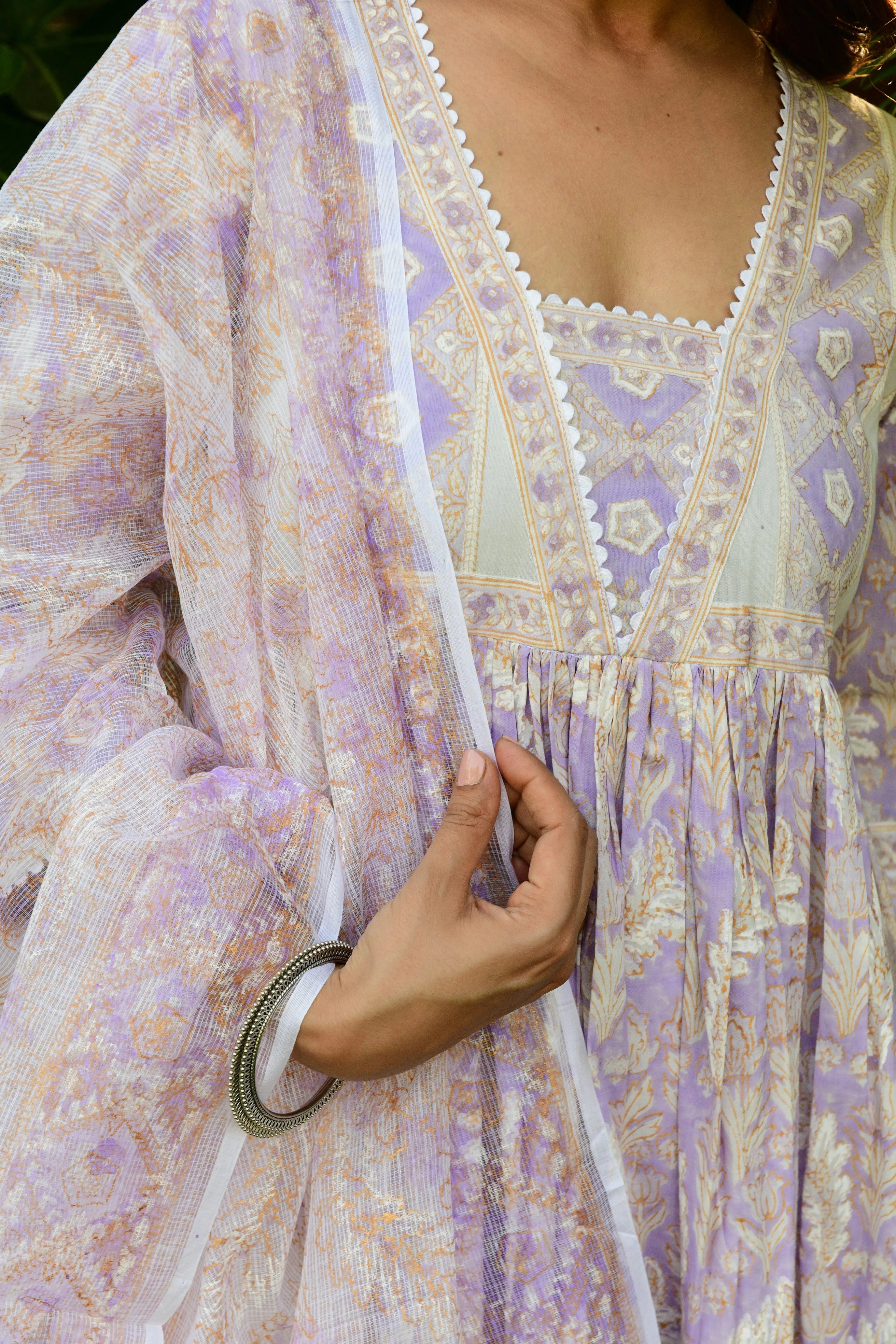 Hand Block Printed Lavender Suit Set