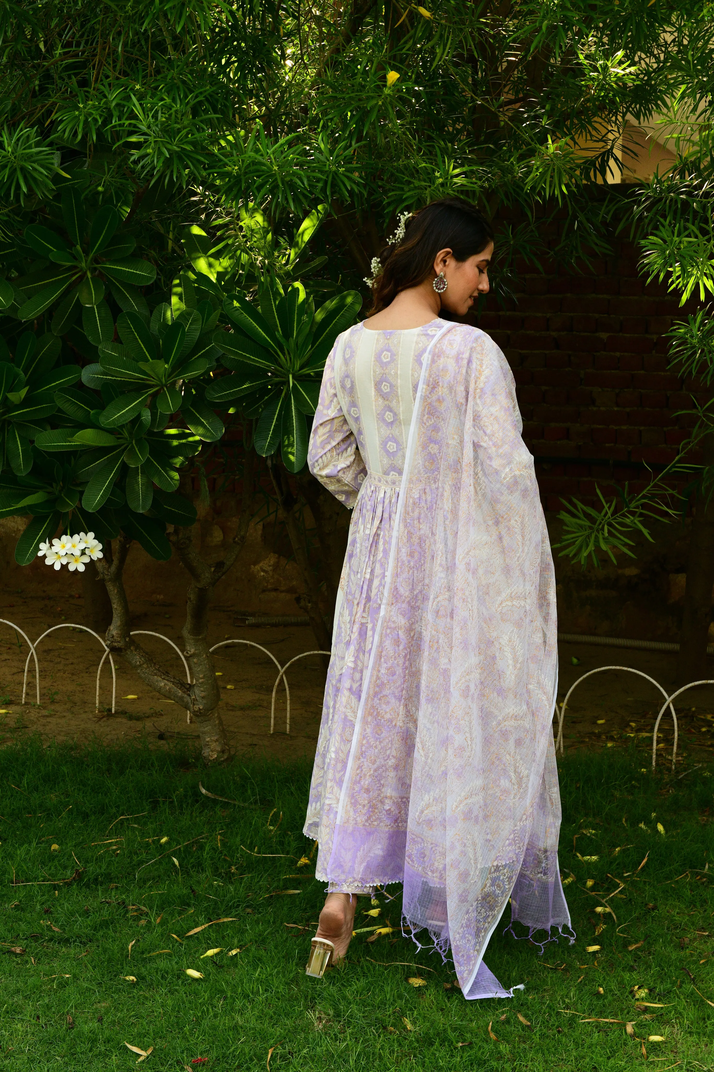 Hand Block Printed Lavender Suit Set