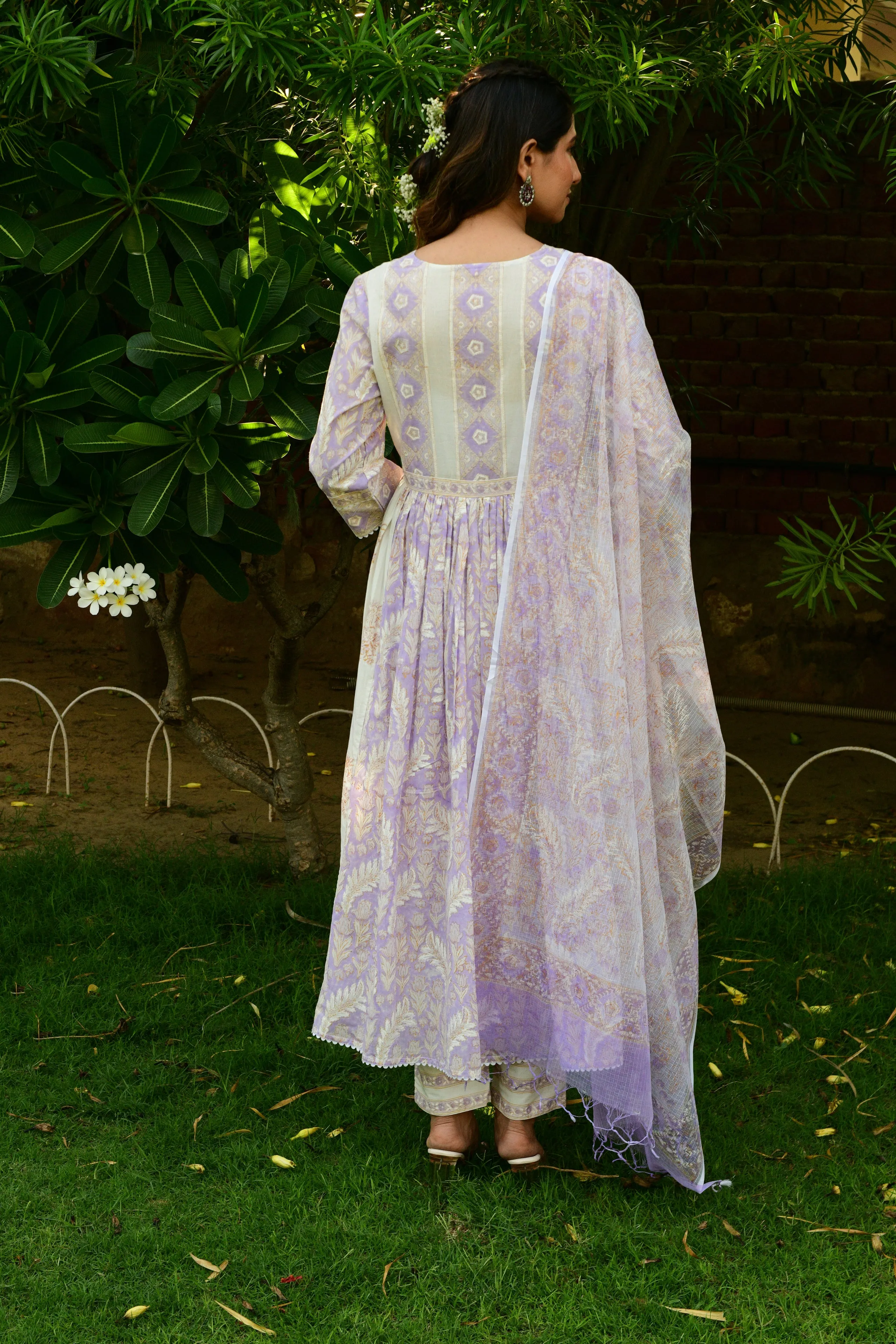 Hand Block Printed Lavender Suit Set