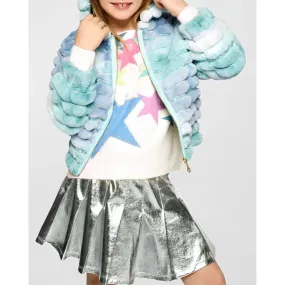 Hannah Banana Girl's Tie Dye Faux Fur Coat