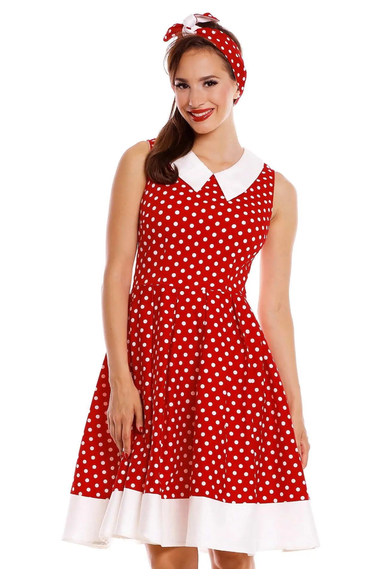 Hazel vintage Inspired Swing Dress in Red Polka Dot