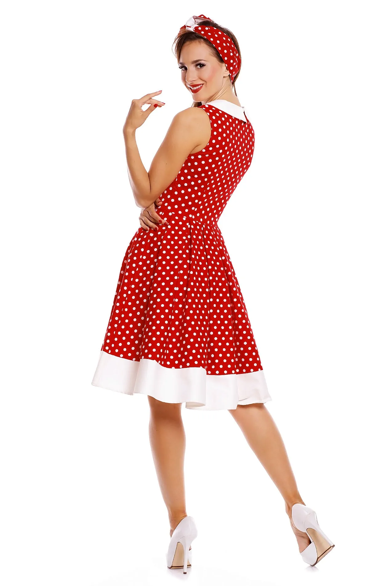 Hazel vintage Inspired Swing Dress in Red Polka Dot