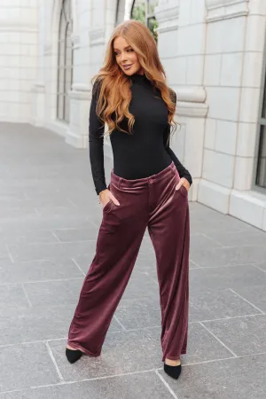 High Society Velvet Wide Leg Trousers - Bibi