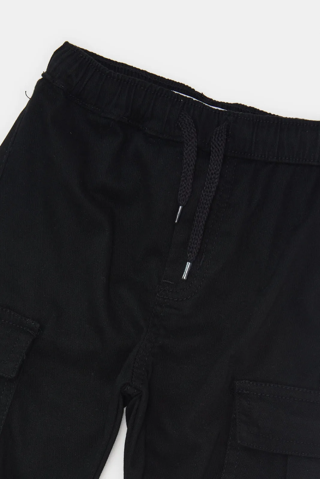 Infant Boys Black Cargo Twill Joggers