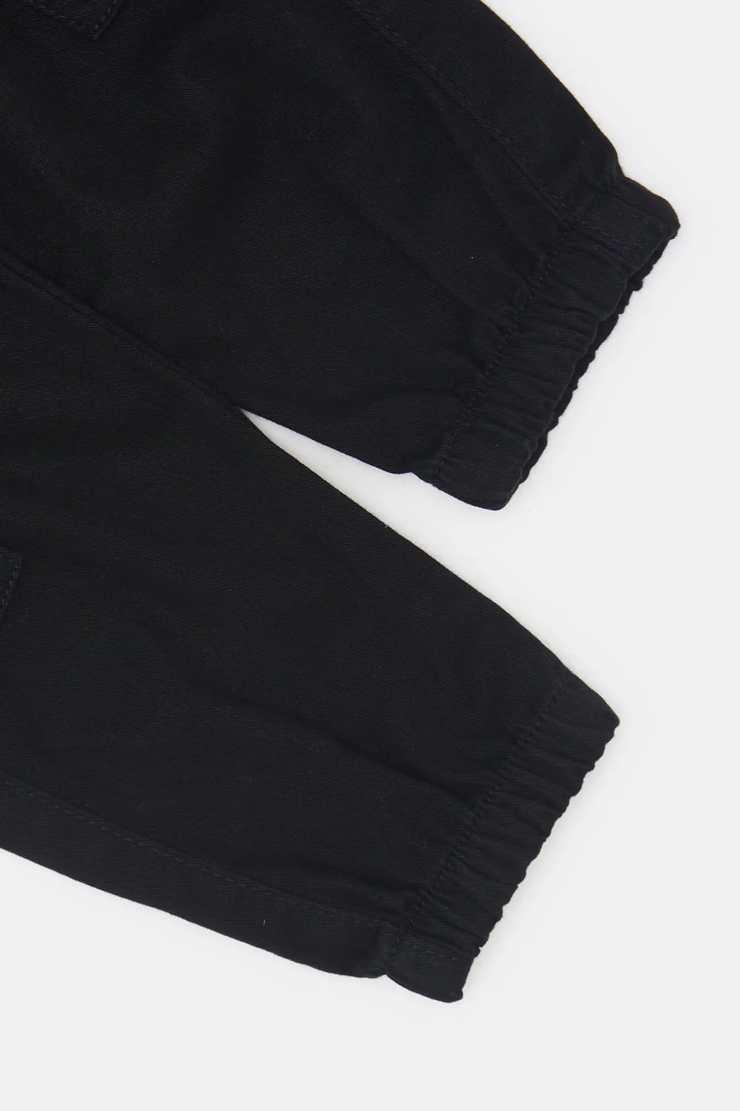 Infant Boys Black Cargo Twill Joggers