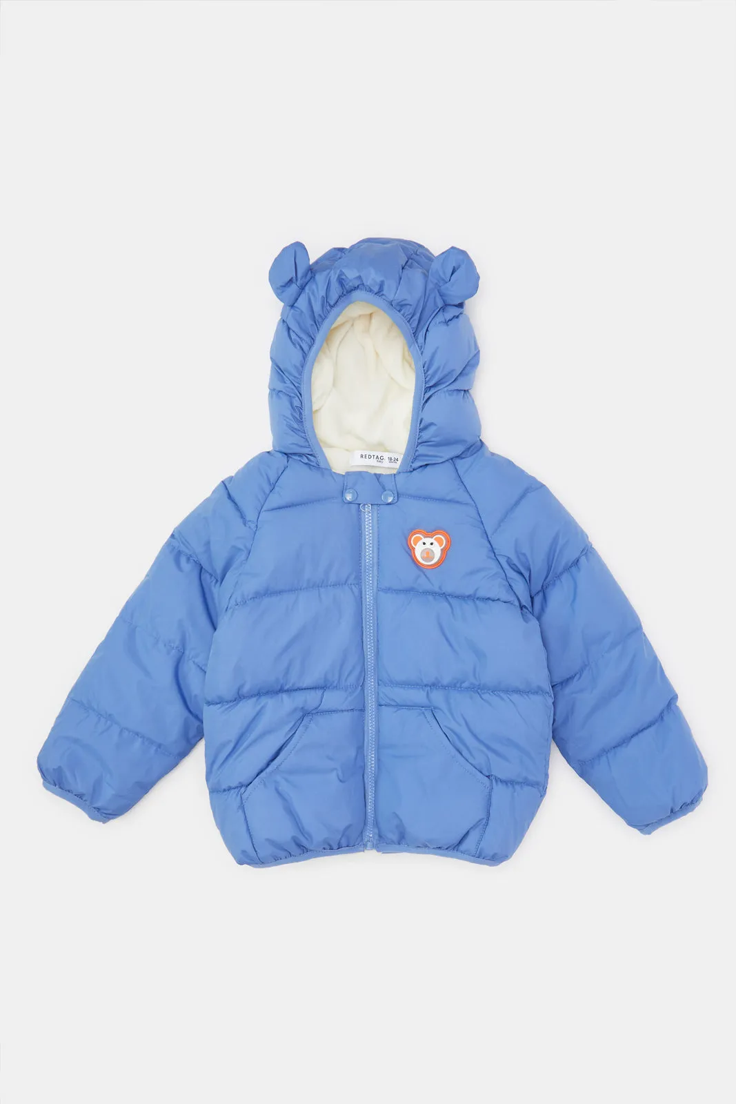 Infant Boys Blue Sherpa Lined Hooded Jacket