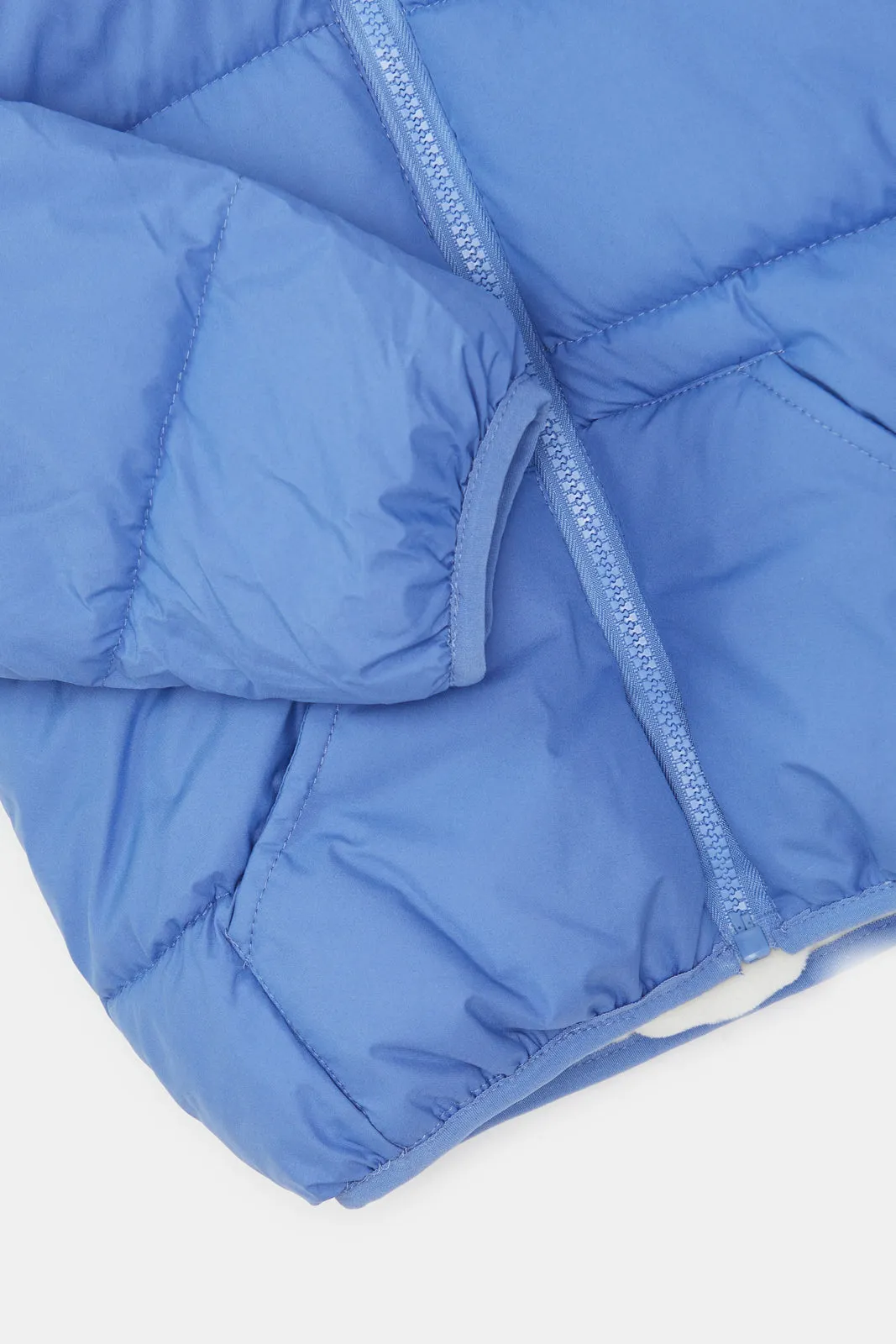 Infant Boys Blue Sherpa Lined Hooded Jacket