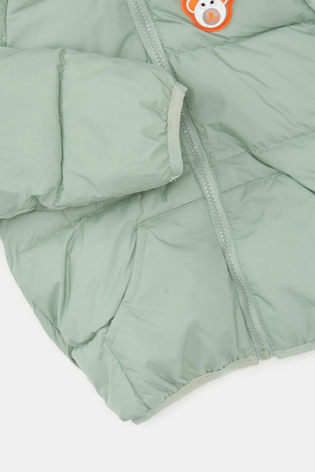 Infant Boys Green Sherpa Lined Hooded Jacket