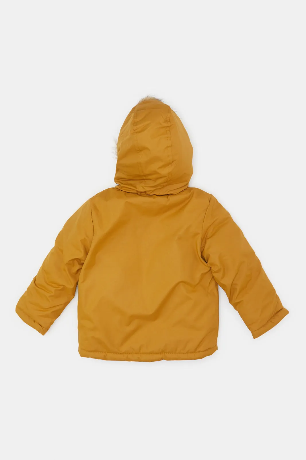 Infant Boys Mustard Heavy Sherpa Hooded Jacket