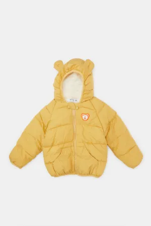 Infant Boys Mustard Sherpa Lined Hooded Jacket