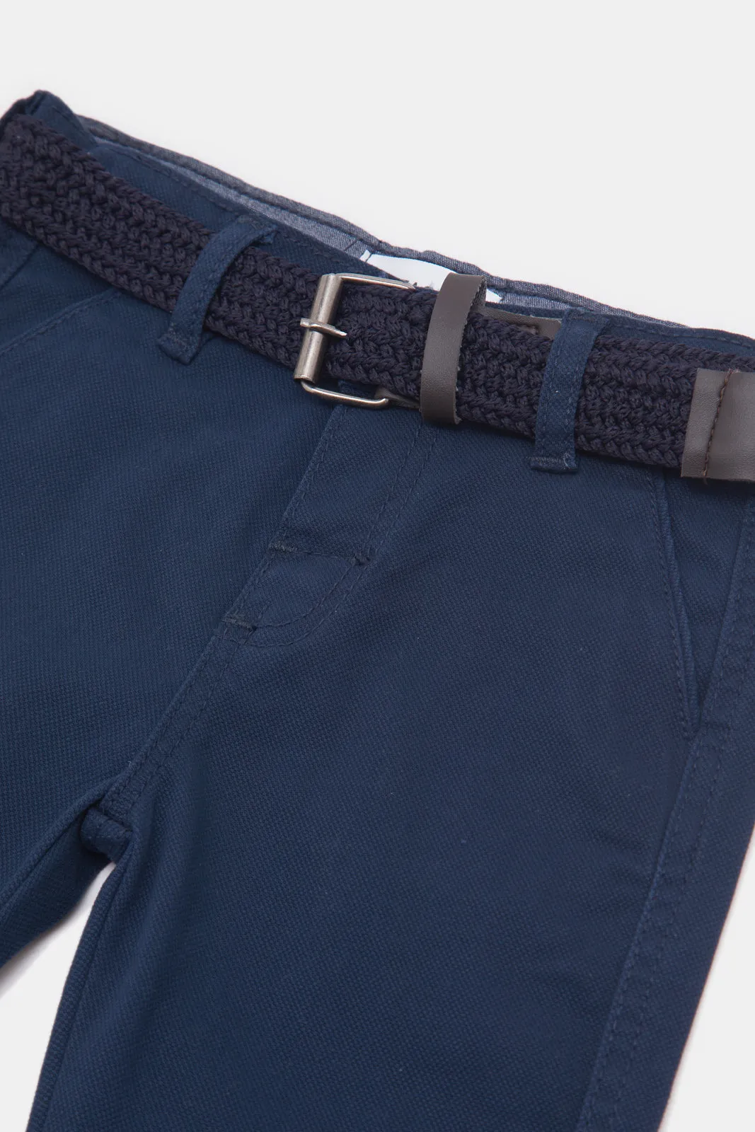 Infant Boys Navy Plain Belted Trouser