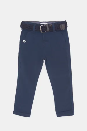 Infant Boys Navy Plain Belted Trouser