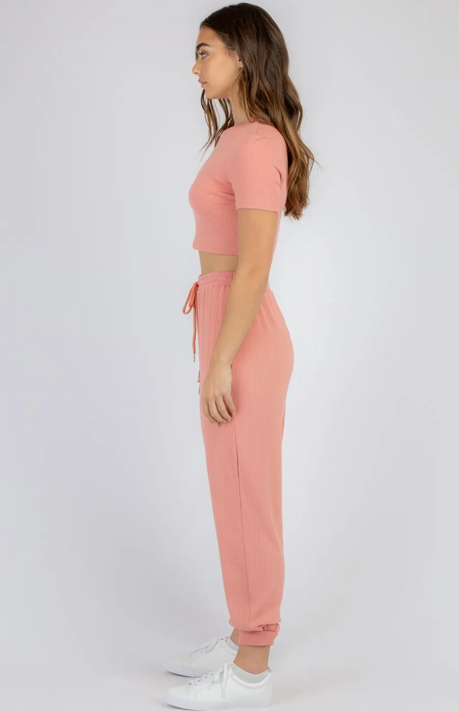 Jersey Rib Set With Crop And Pants