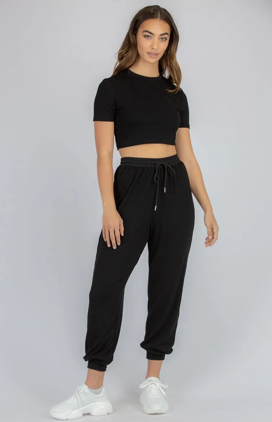 Jersey Rib Set With Crop And Pants