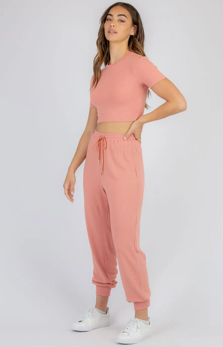 Jersey Rib Set With Crop And Pants