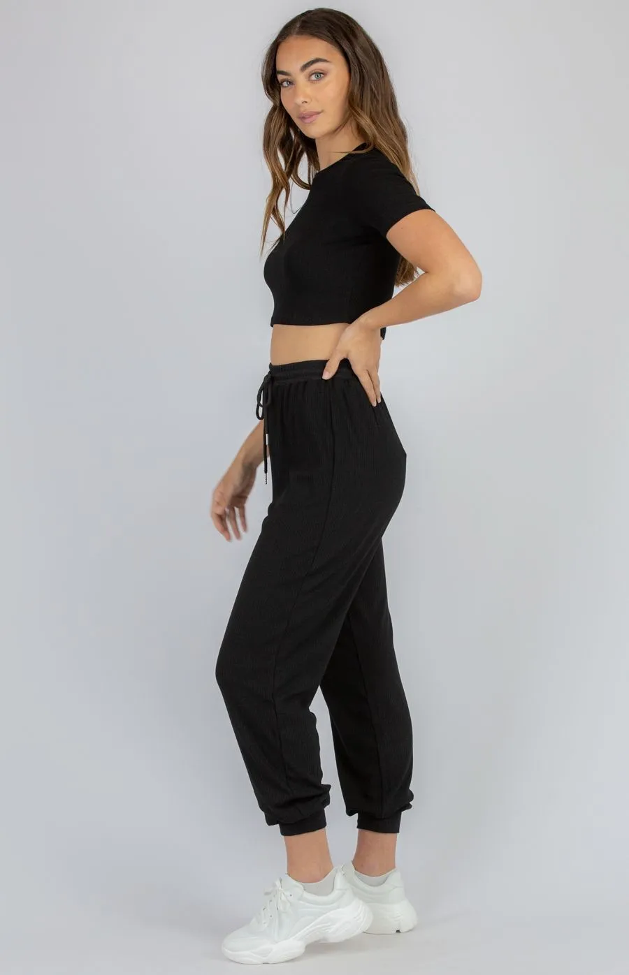 Jersey Rib Set With Crop And Pants