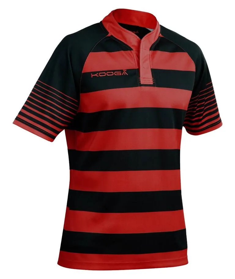 KOOGA HOOPED TEAMWEAR TOUCHLINE MATCH RUGBY SHIRT - BLACK/RED