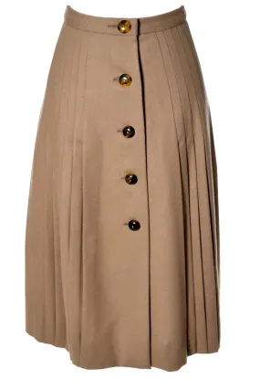 Late 1960s Valentino Vintage Camel Wool Pleated Skirt