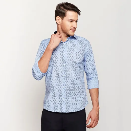 Light Blue Small Paisley Printed Shirt