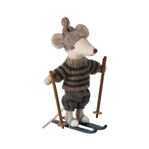 Maileg Winter Ski Mouse, Big Brother with Hat & Skis