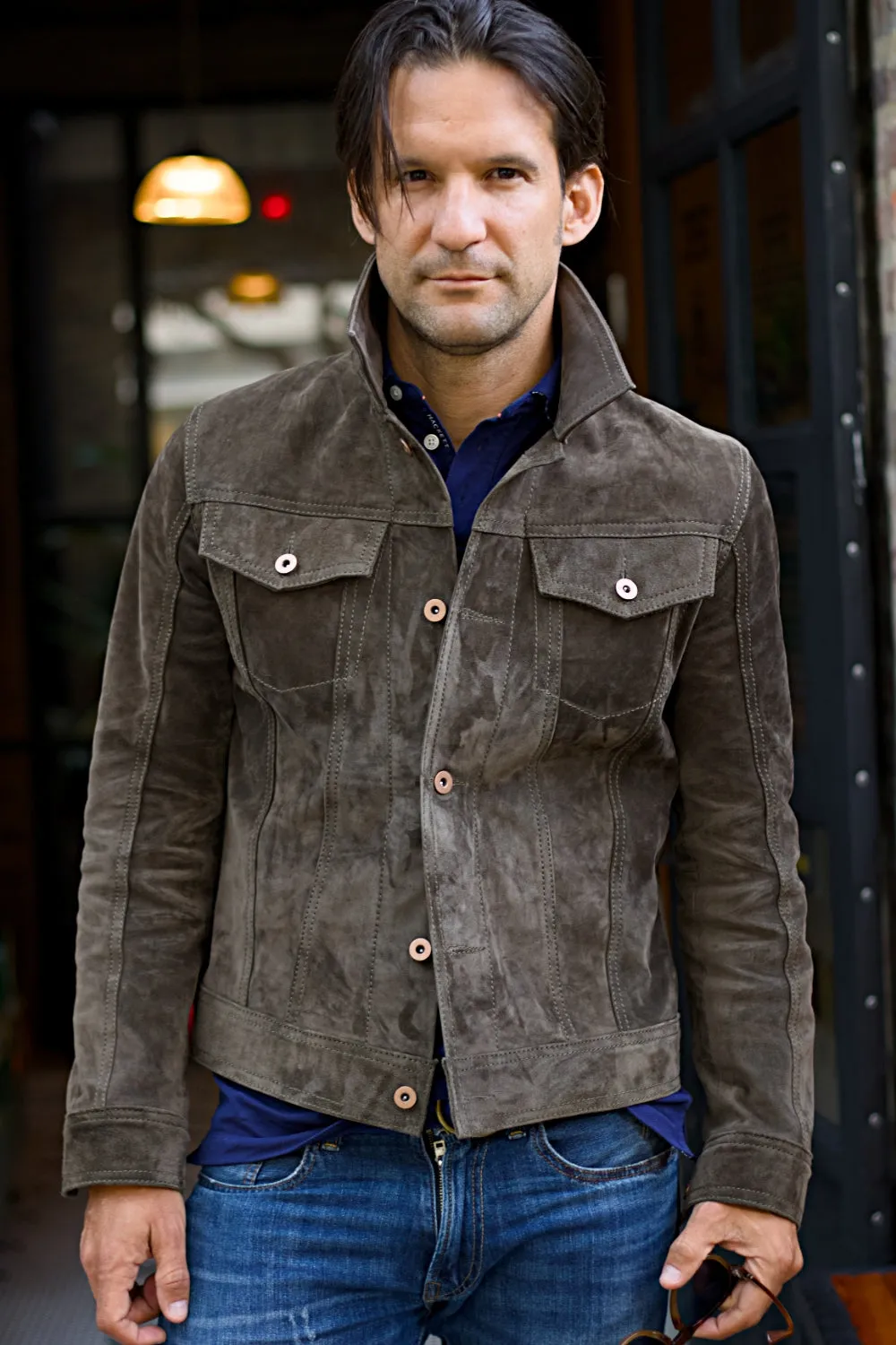 MARTIN Leather Jacket Gray  - Suede - Trucker