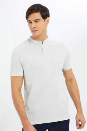 Men Ecru Plain Polo Shirt