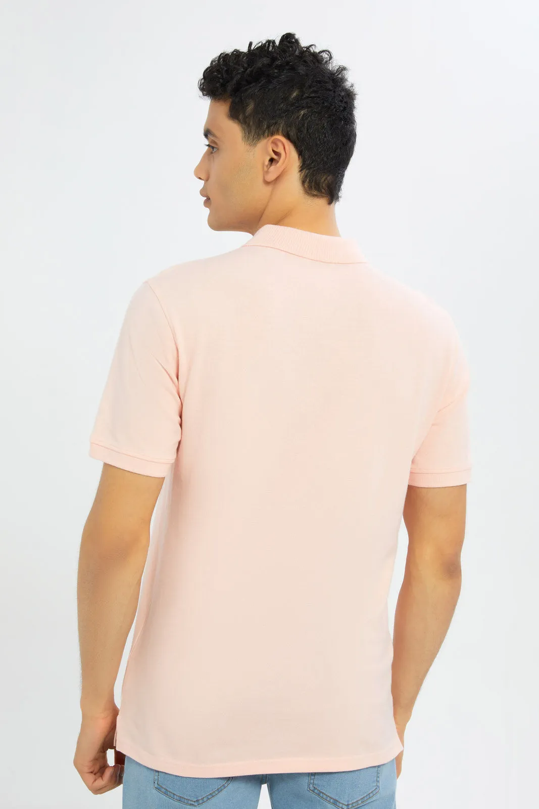 Men Pink Polo T-Shirt