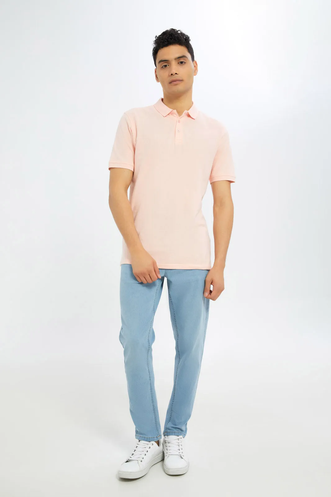 Men Pink Polo T-Shirt