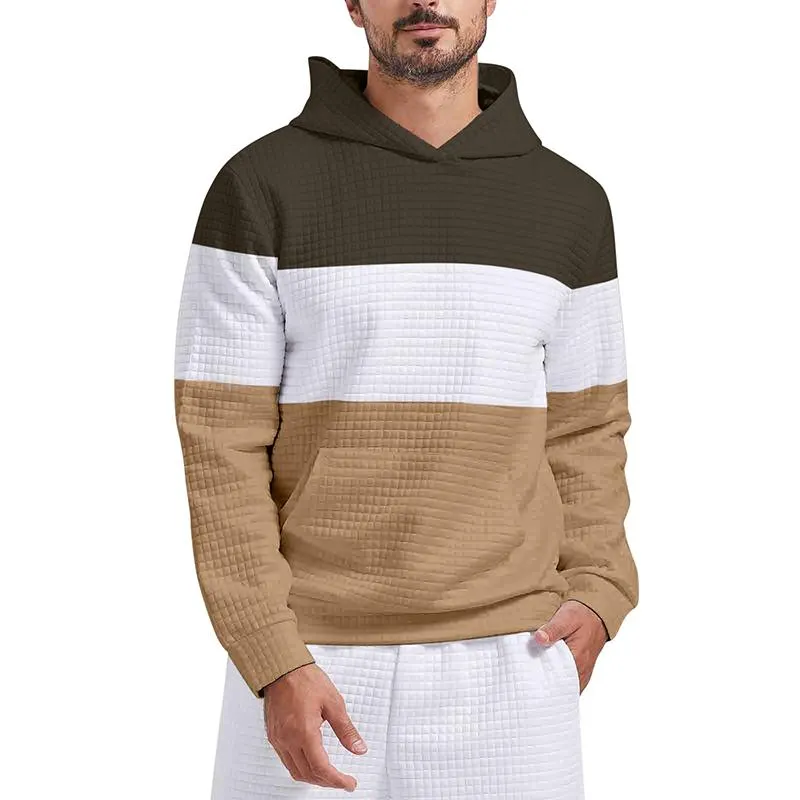 Men's Color Block Hooded Pullover Sweatshirt 85625670YM