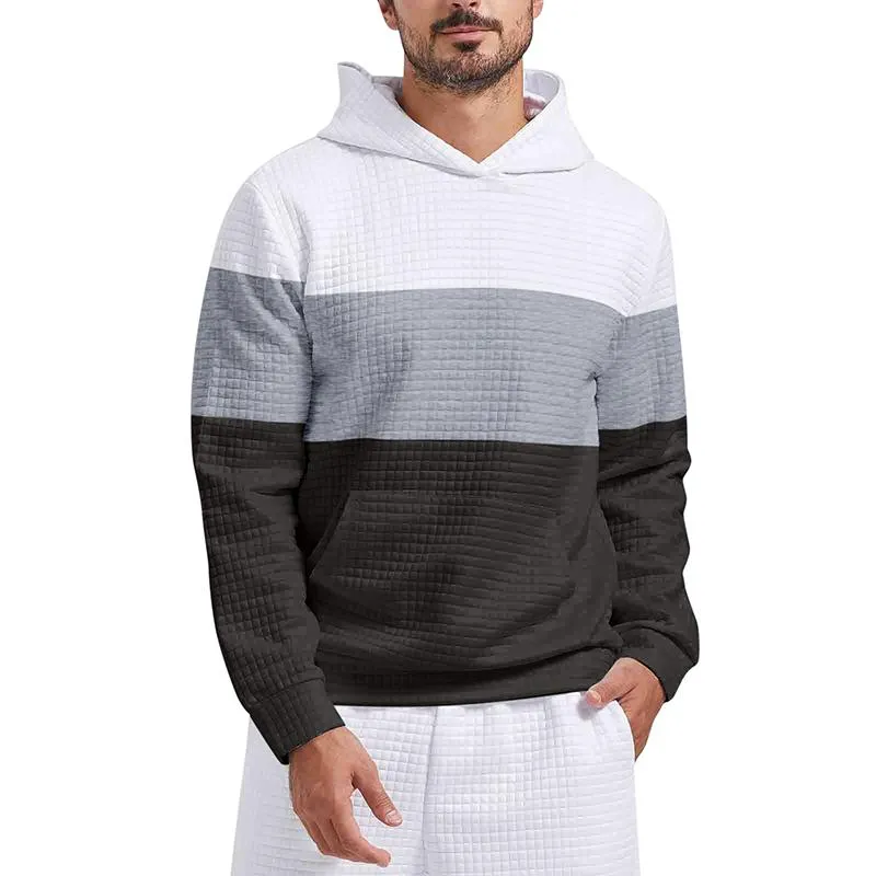 Men's Color Block Hooded Pullover Sweatshirt 85625670YM