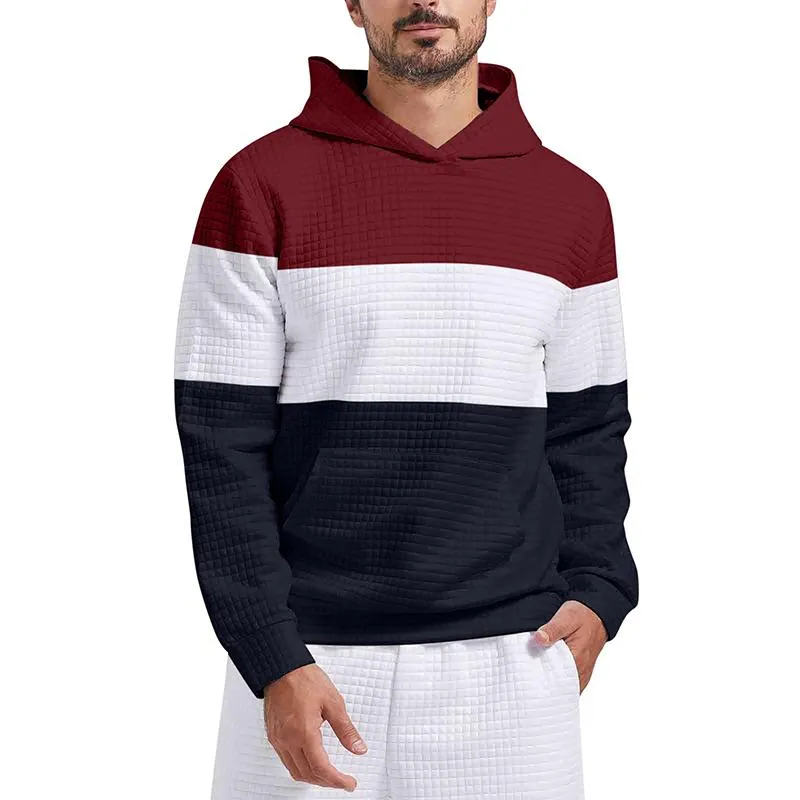 Men's Color Block Hooded Pullover Sweatshirt 85625670YM