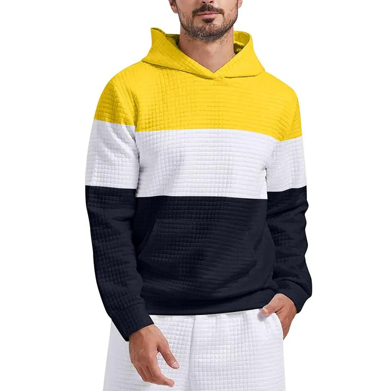 Men's Color Block Hooded Pullover Sweatshirt 85625670YM