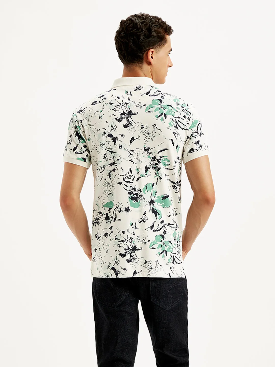 Men's Floral Slim Fit Polo T-Shirt