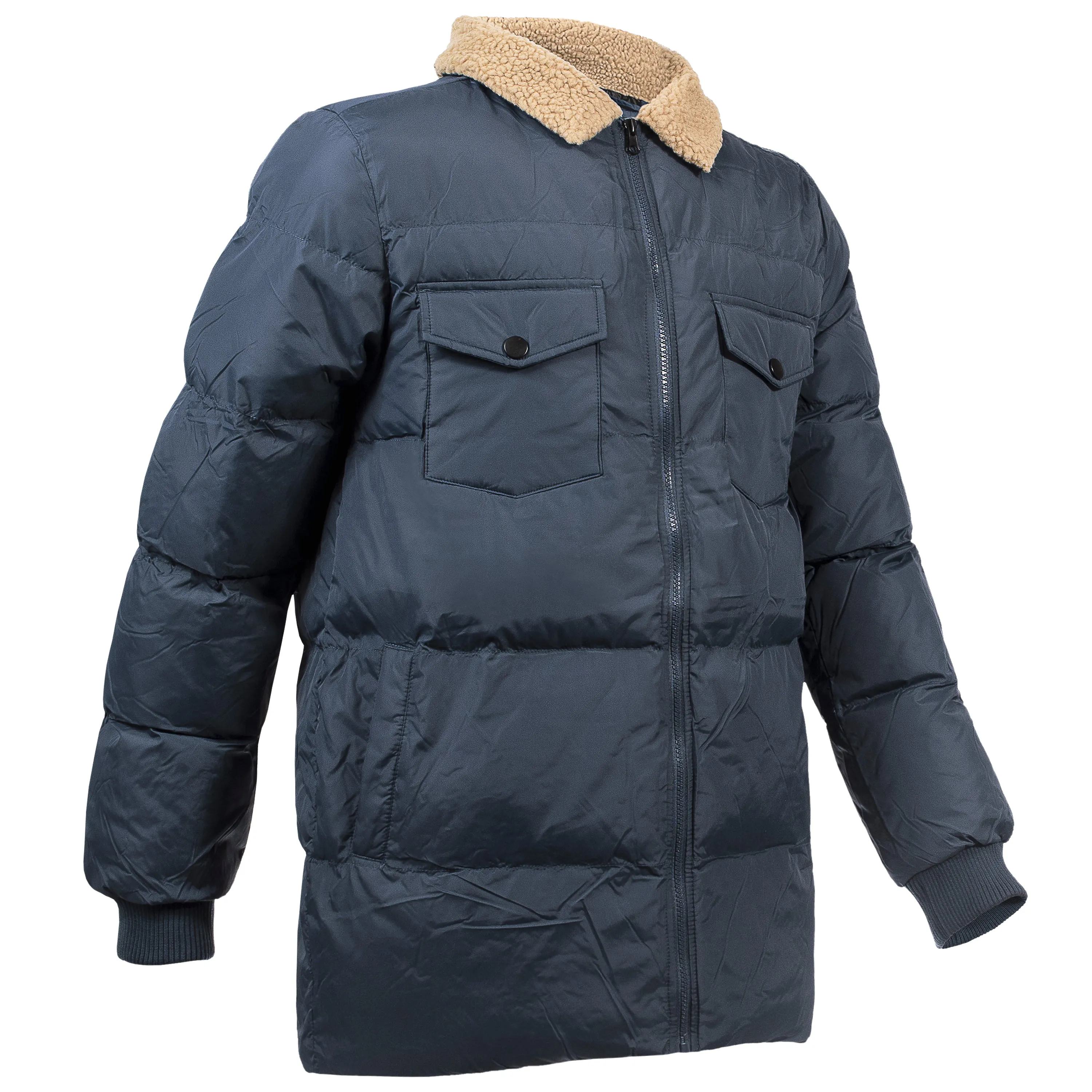 Men's Quilted Warm Winter Wholesale Coats in Charcoal in Assorted Sizes - Bulk Case of 12 Winter Jackets