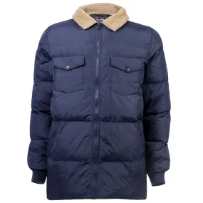 Men's Quilted Warm Winter Wholesale Coats in Navy Blue in Assorted Sizes - Bulk Case of 12 Winter Jackets