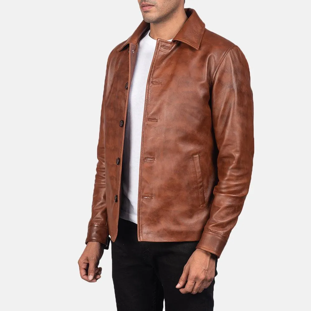 Mens Stylish Brown Leather Jacket