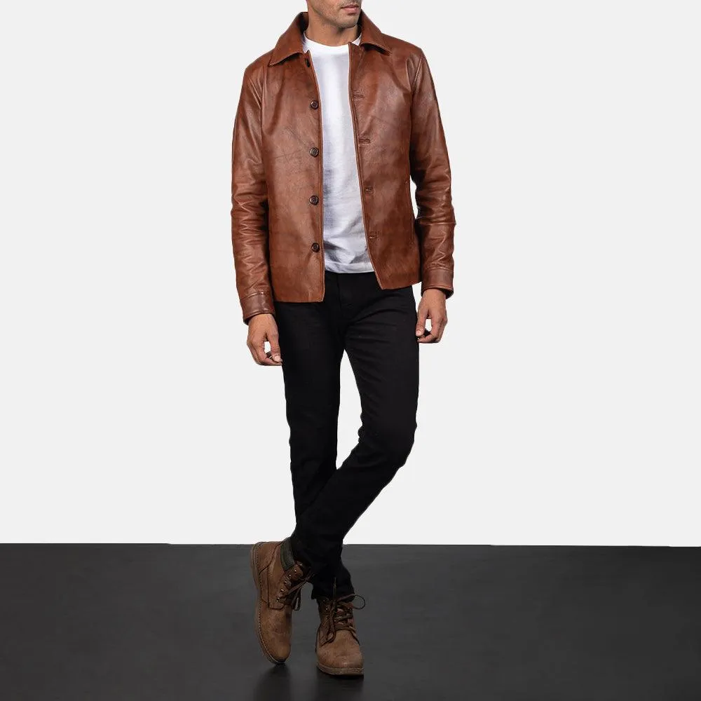 Mens Stylish Brown Leather Jacket