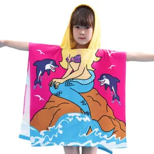 Mermaid Hooded Poncho Towel for Kids |Printed Cape Towels for Kids