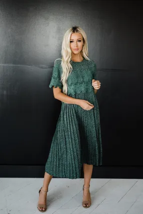 Milly Dress in Hunter Green