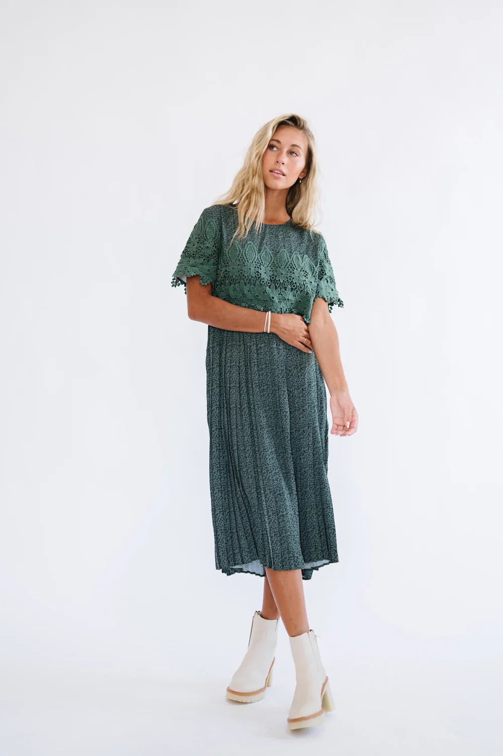 Milly Dress in Hunter Green