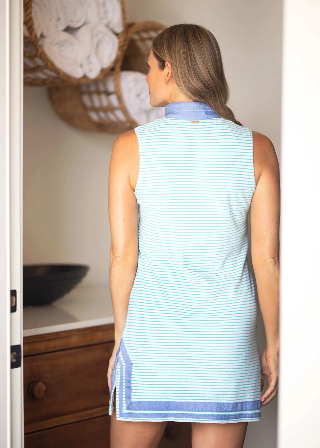 Mint Stripe Sleeveless Terry Tunic