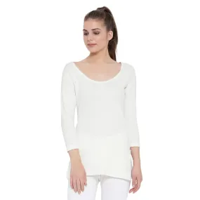 Monte Carlo White Cotton Thermal Warmer Winter Wear Top for Ladies