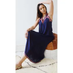 Navy Blue Caftan Kaftan Boho Maxi Dress-moroccan kaftan