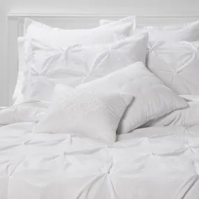 New - Threshold 8-Piece Comforter Bedding Set Pinch Pleat Euro Shams, White, King