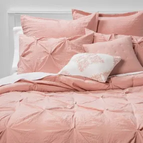 New - Threshold 8-Piece Comforter Set Pinch Pleat Includes Euro Shams, Blush, King