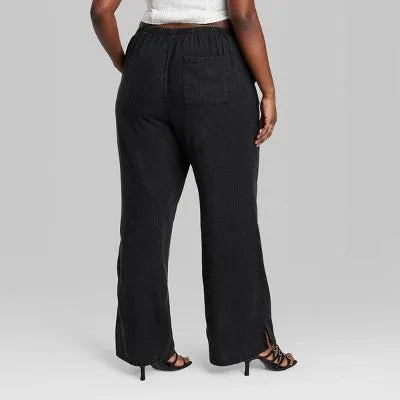 New - Wild Fable Women's Mid Rise Wide Leg Relaxed Linen Pants